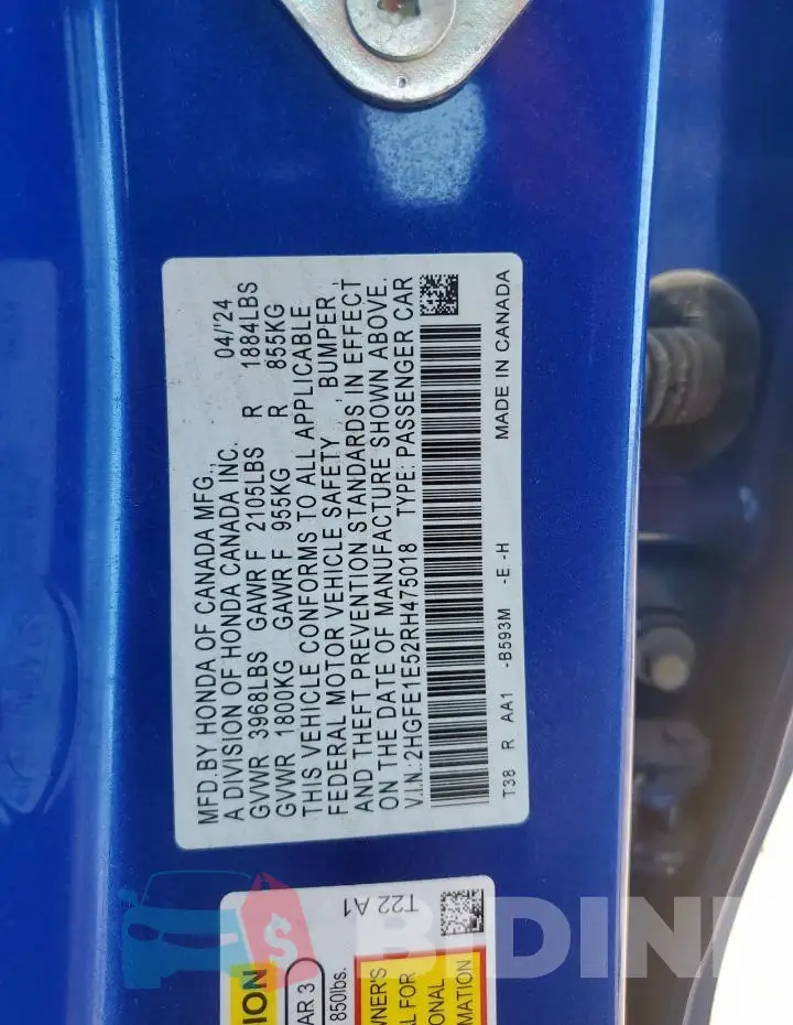2HGFE1E52RH475018 Photo# 12