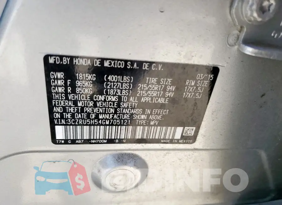 3CZRU5H54GM705121 Photo# 12