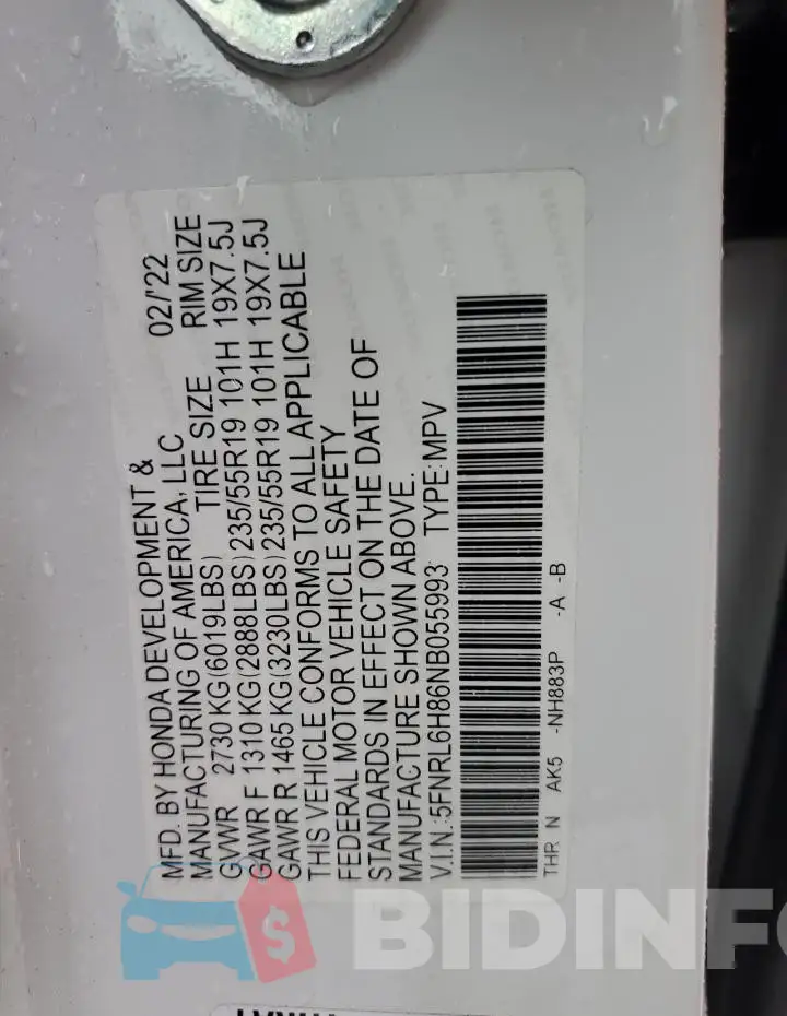 5FNRL6H86NB055993 Photo# 13