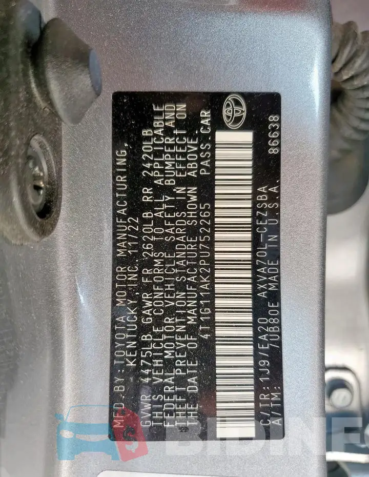 4T1G11AK2PU752265 Photo# 13