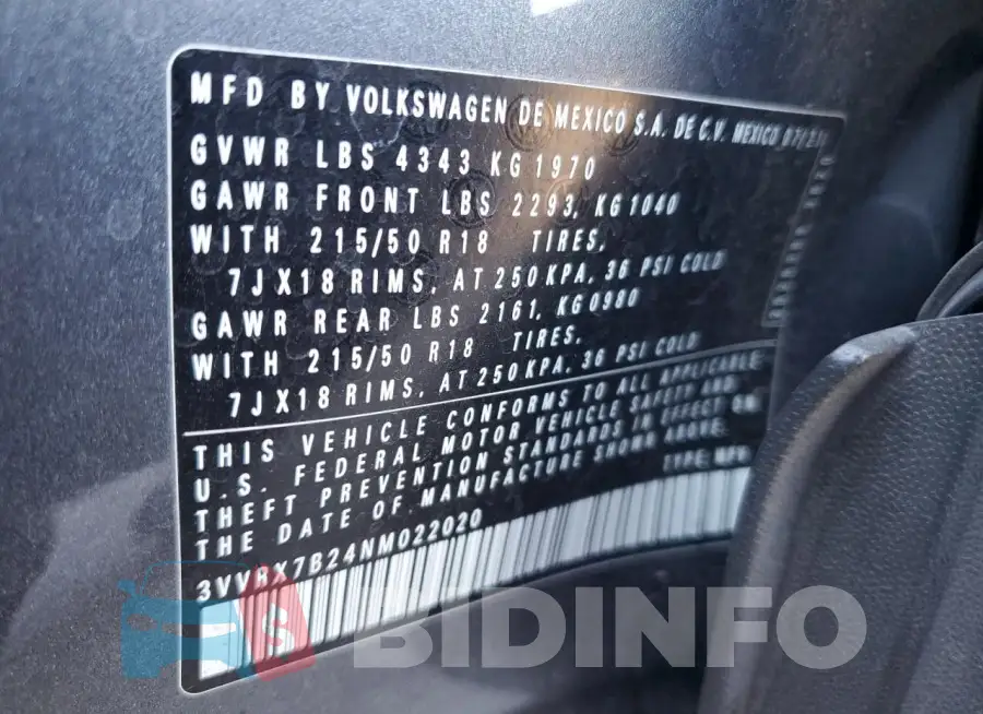 3VVRX7B24NM022020 Photo# 13
