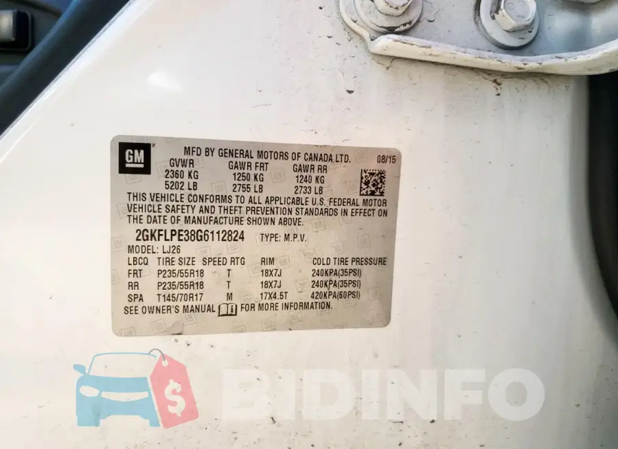 2GKFLPE38G6112824 Photo# 14