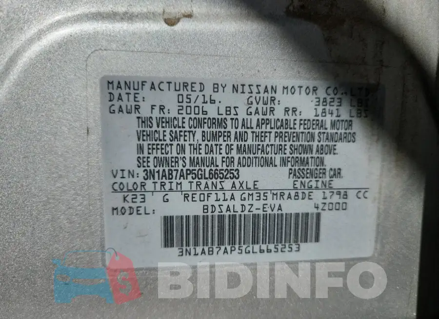 3N1AB7AP5GL665253 Photo# 12