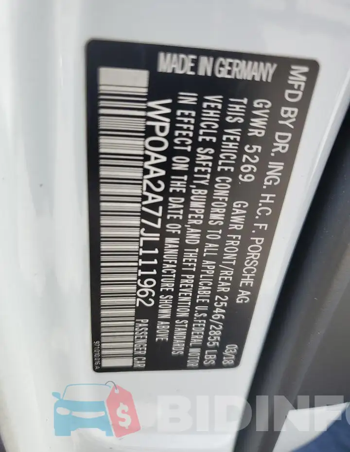 WP0AA2A77JL111962 Photo# 13
