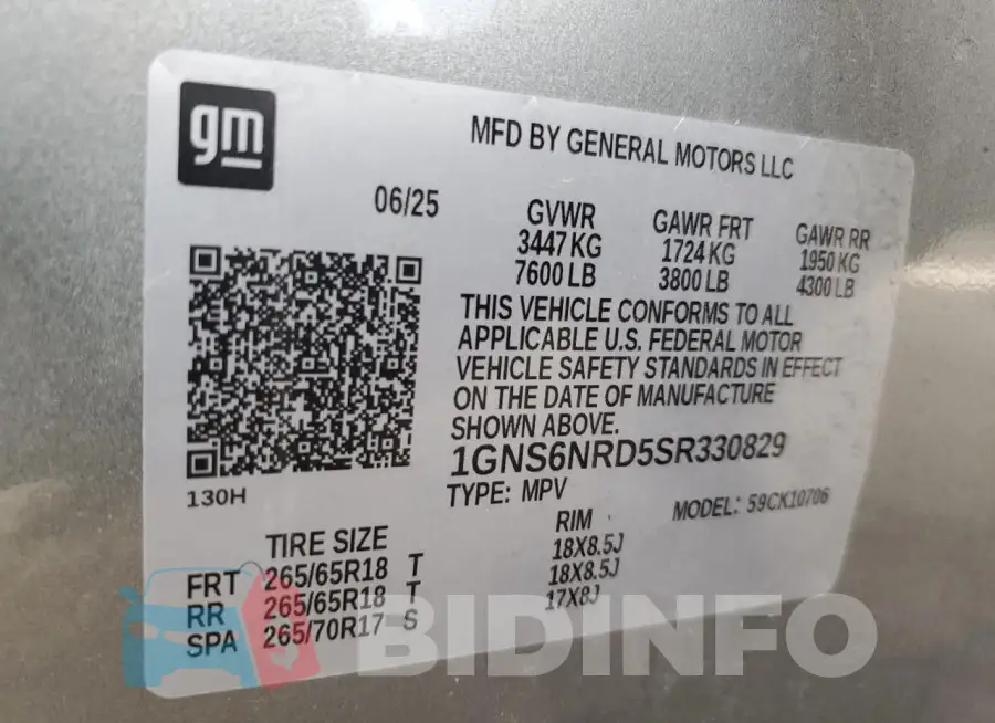 1GNS6NRD5SR330829 Photo# 13