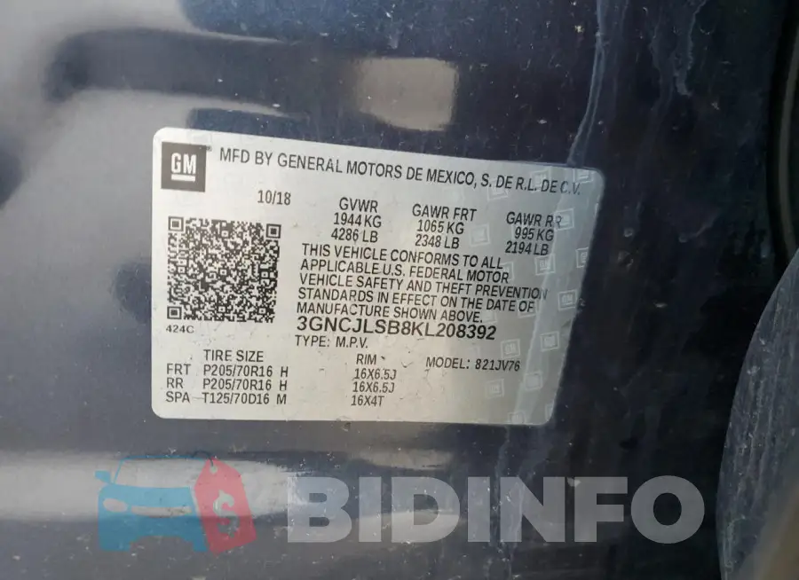 3GNCJLSB8KL208392 Photo# 12