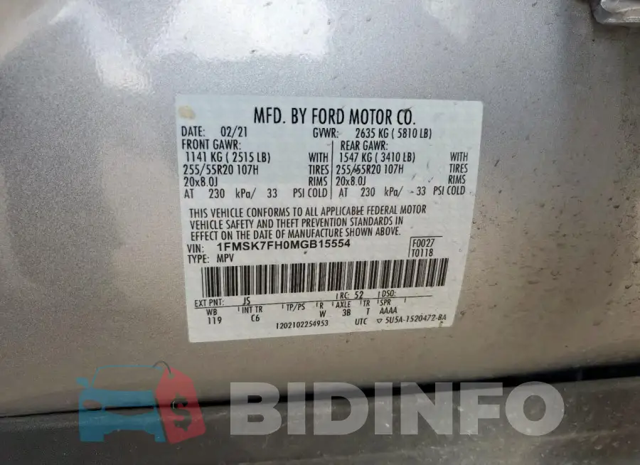 1FMSK7FH0MGB15554 Photo# 14