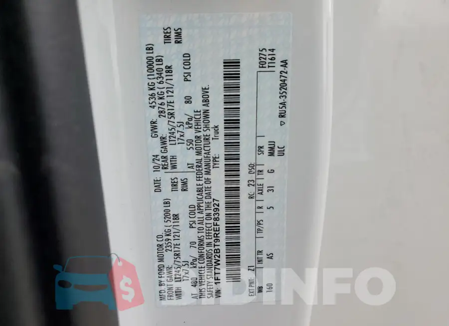 1FT7W2BT9REF83927 Photo# 12