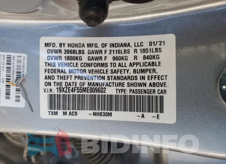 19XZE4F55ME009602 Photo# 13