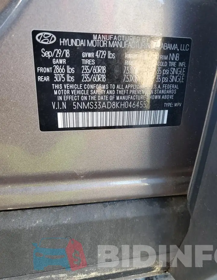 5NMS33AD8KH046455 Photo# 14