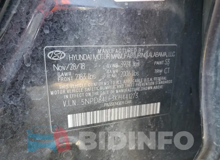 5NPD84LF3KH441273 Photo# 13