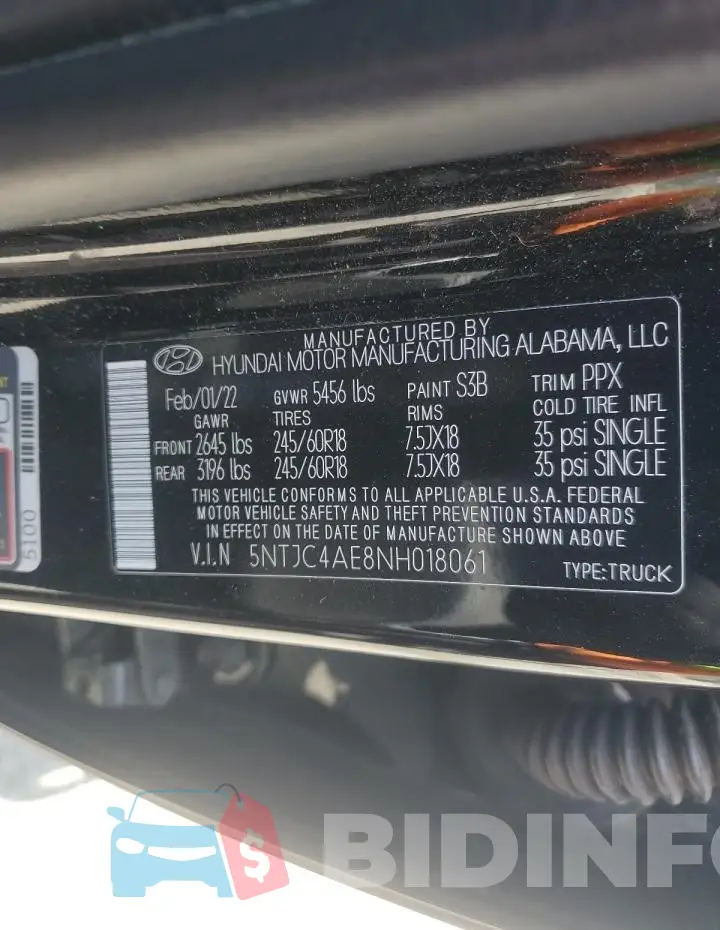 5NTJC4AE8NH018061 Photo# 12