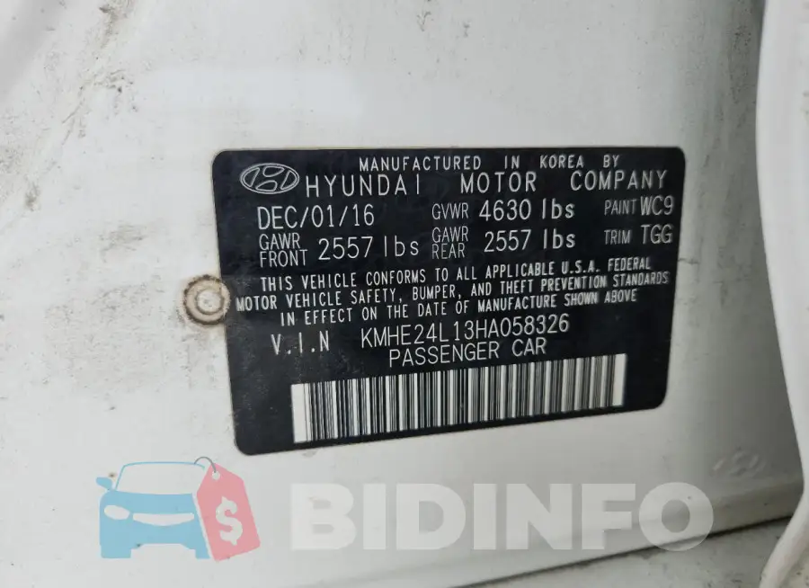 KMHE24L13HA058326 Photo# 12
