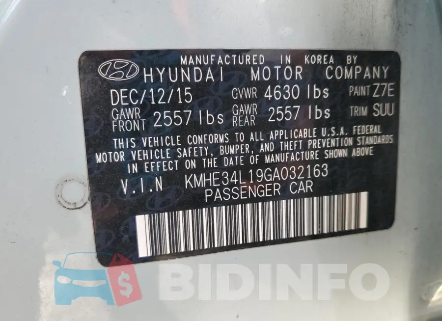 KMHE34L19GA032163 Photo# 12