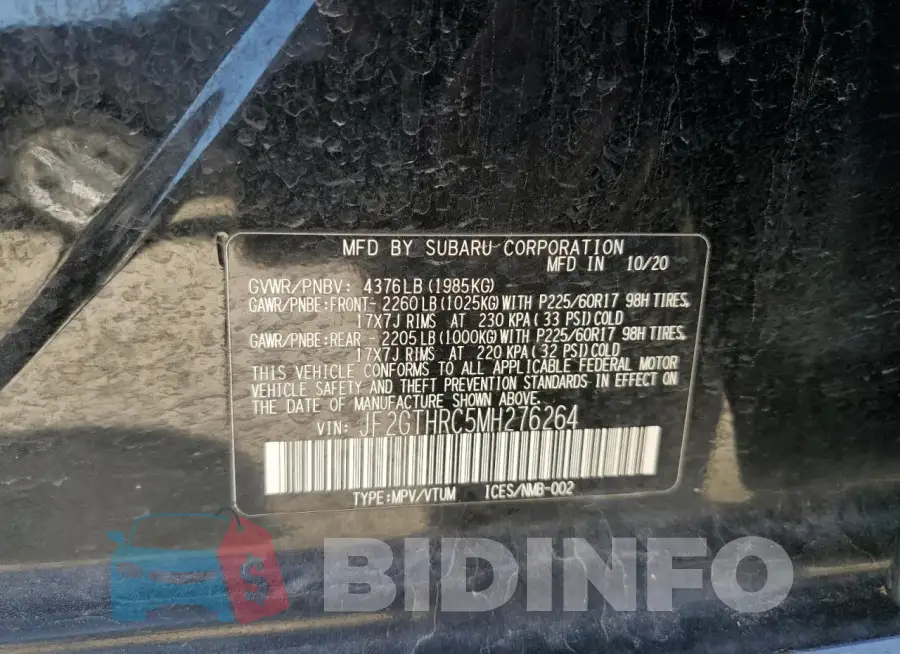 JF2GTHRC5MH276264 Photo# 12