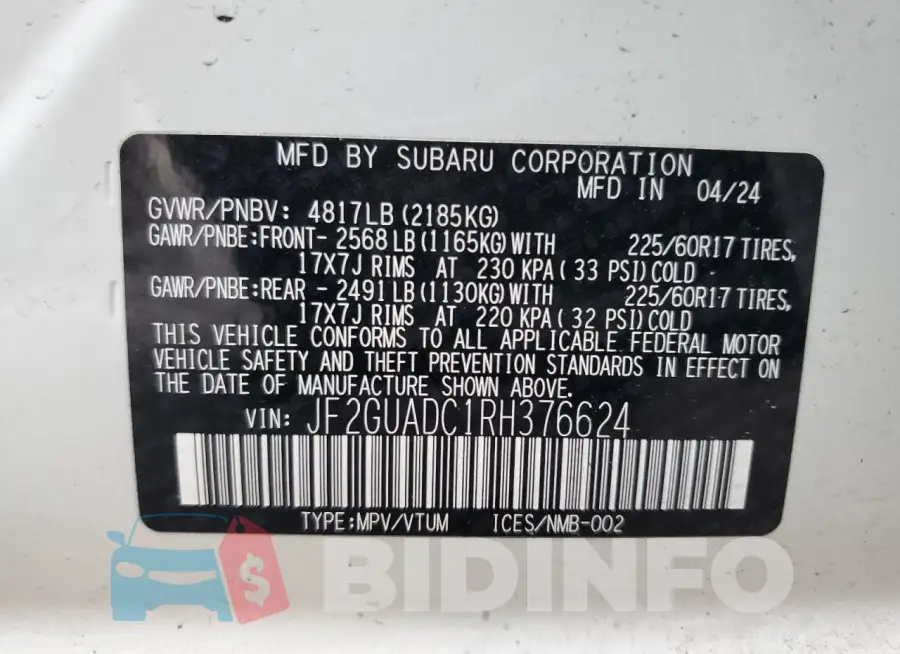 JF2GUADC1RH376624 Photo# 14