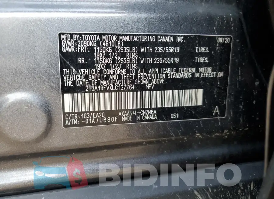2T3A1RFVXLC137764 Photo# 13