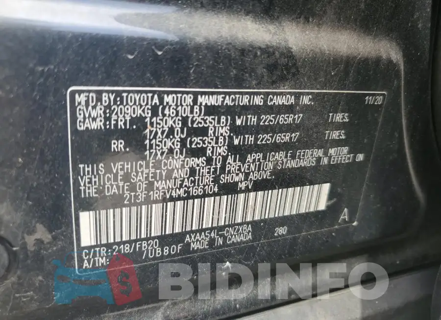 2T3F1RFV4MC166104 Photo# 13
