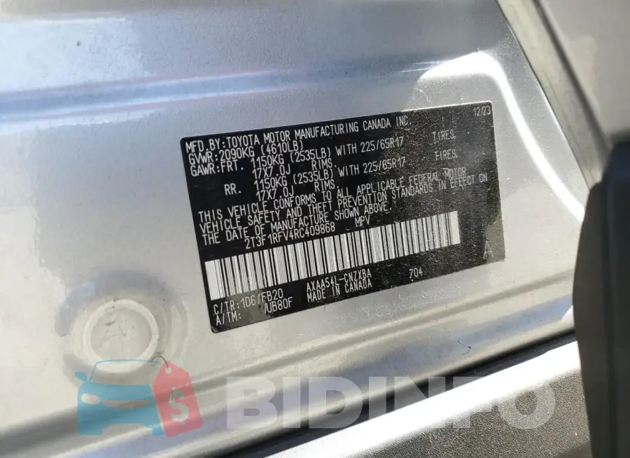 2T3F1RFV4RC409868 Photo# 13