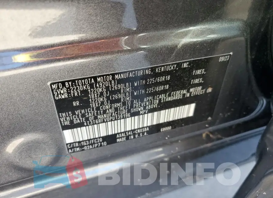4T3T6RFV0PU139196 Photo# 13