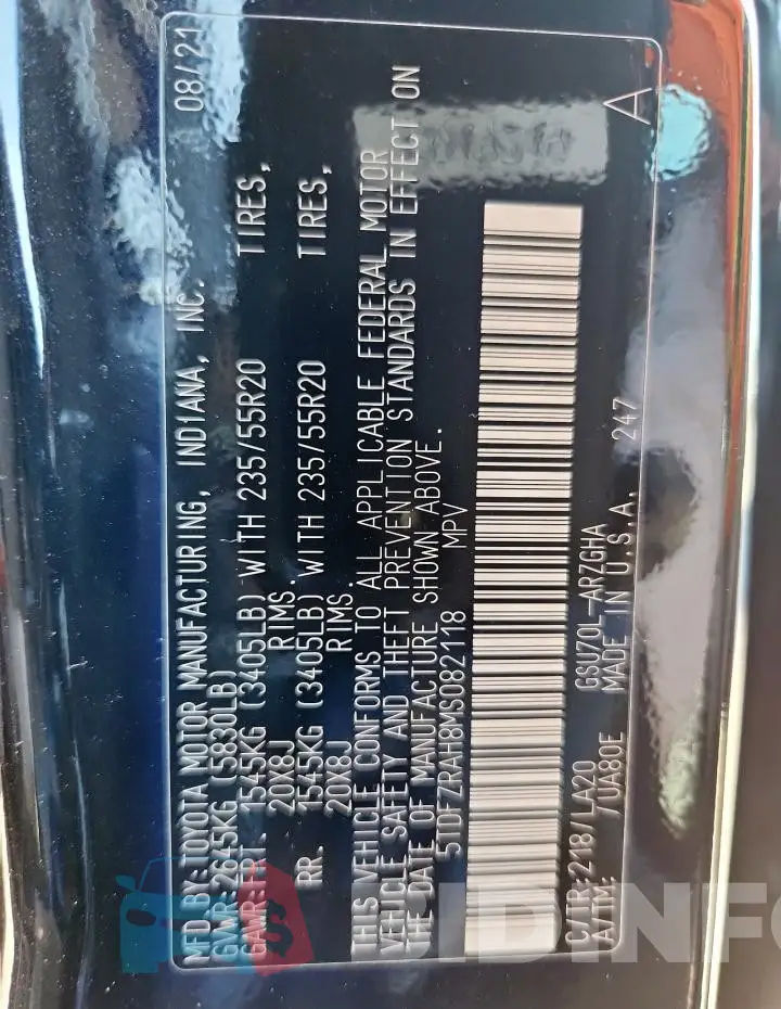 5TDFZRAH8MS082118 Photo# 14