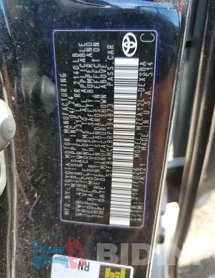 5YFB4MCE8RP194873 Photo# 12