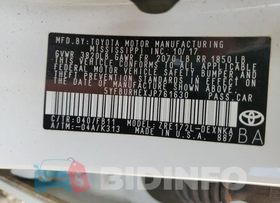 5YFBURHEXJP761630 Photo# 12