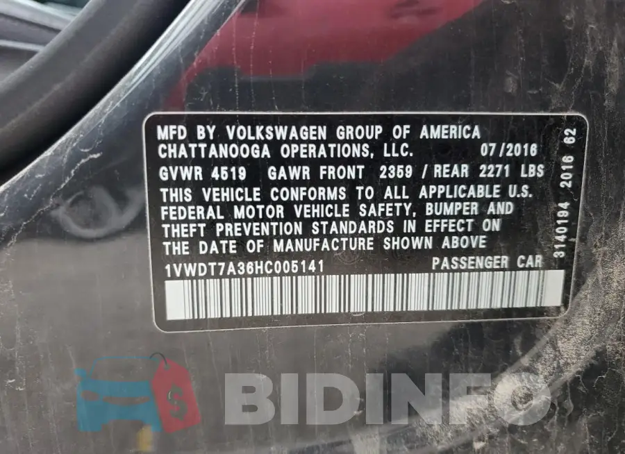 1VWDT7A36HC005141 Photo# 12