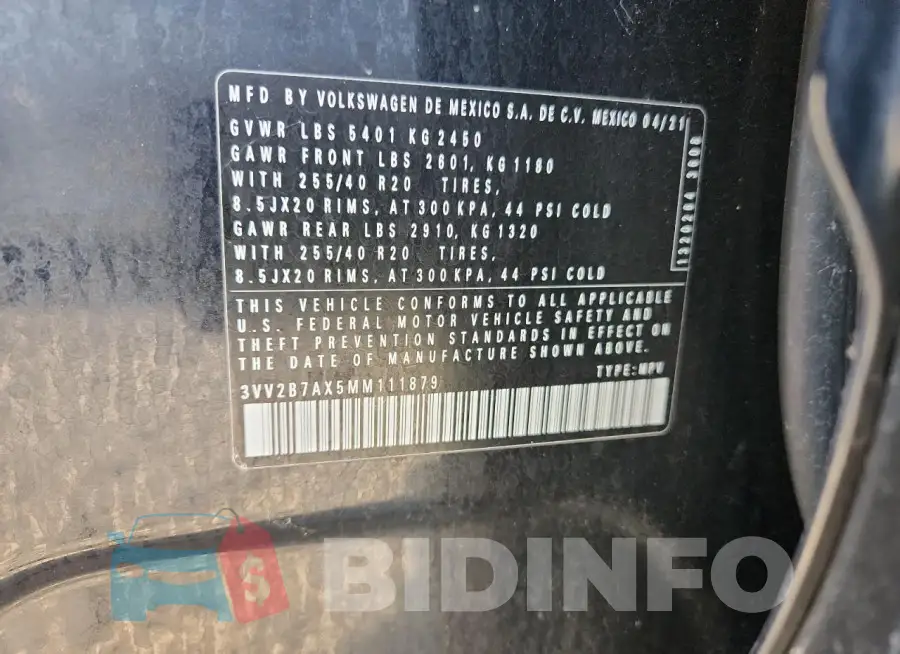 3VV2B7AX5MM111879 Photo# 13