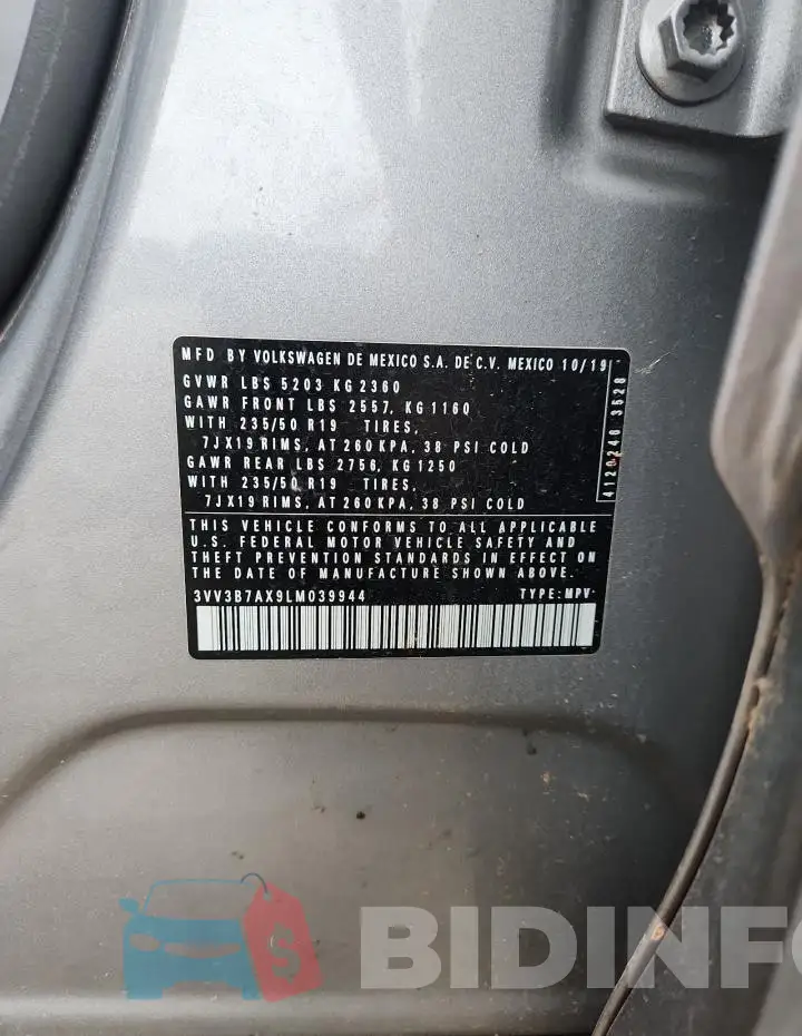3VV3B7AX9LM039944 Photo# 13