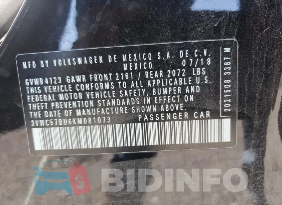 3VWC57BU6KM081073 Photo# 12
