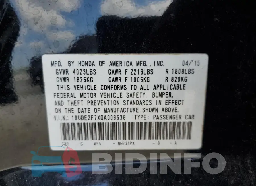 19UDE2F7XGA009538 Photo# 12