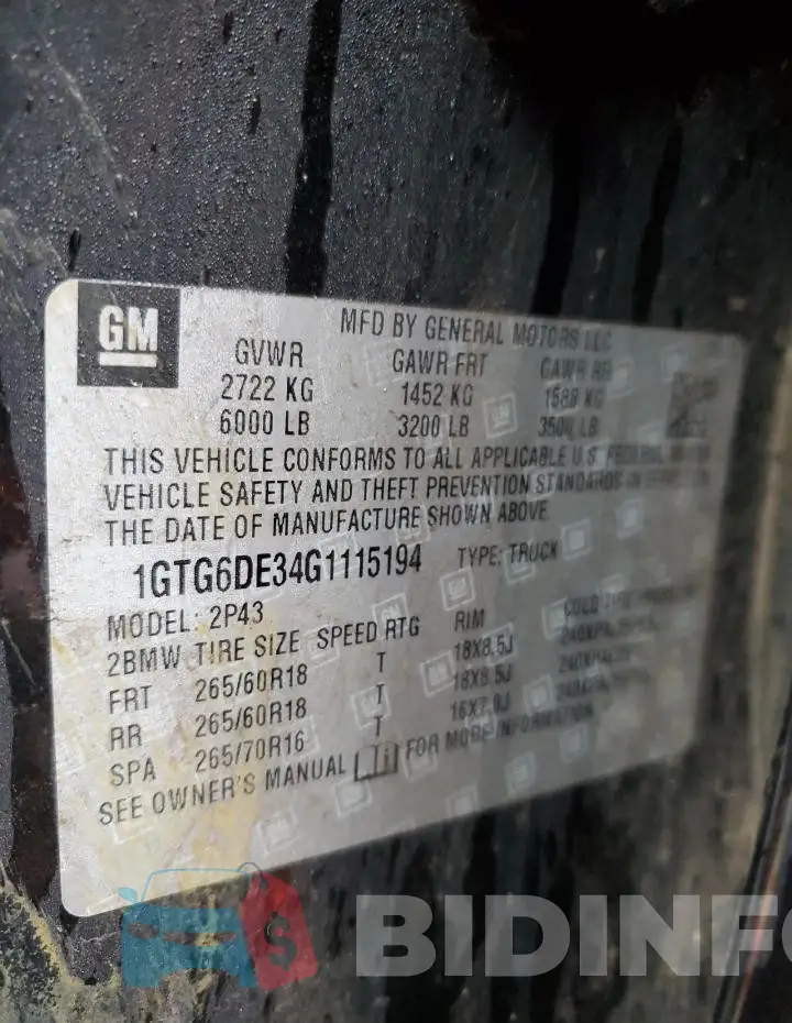 1GTG6DE34G1115194 Photo# 12