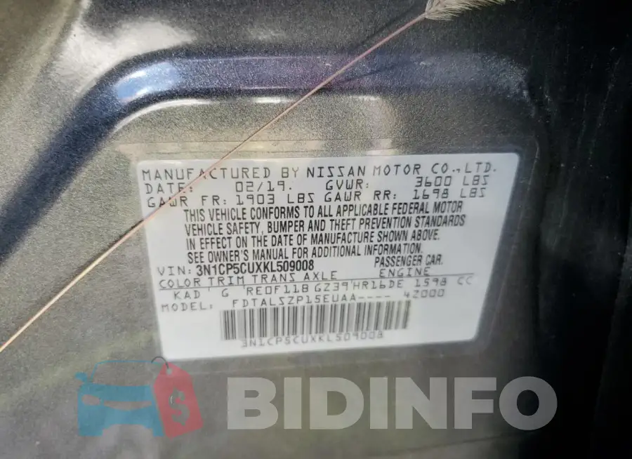 3N1CP5CUXKL509008 Photo# 14
