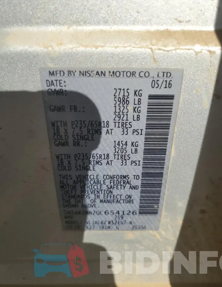 5N1AR2MN2GC654126 Photo# 13