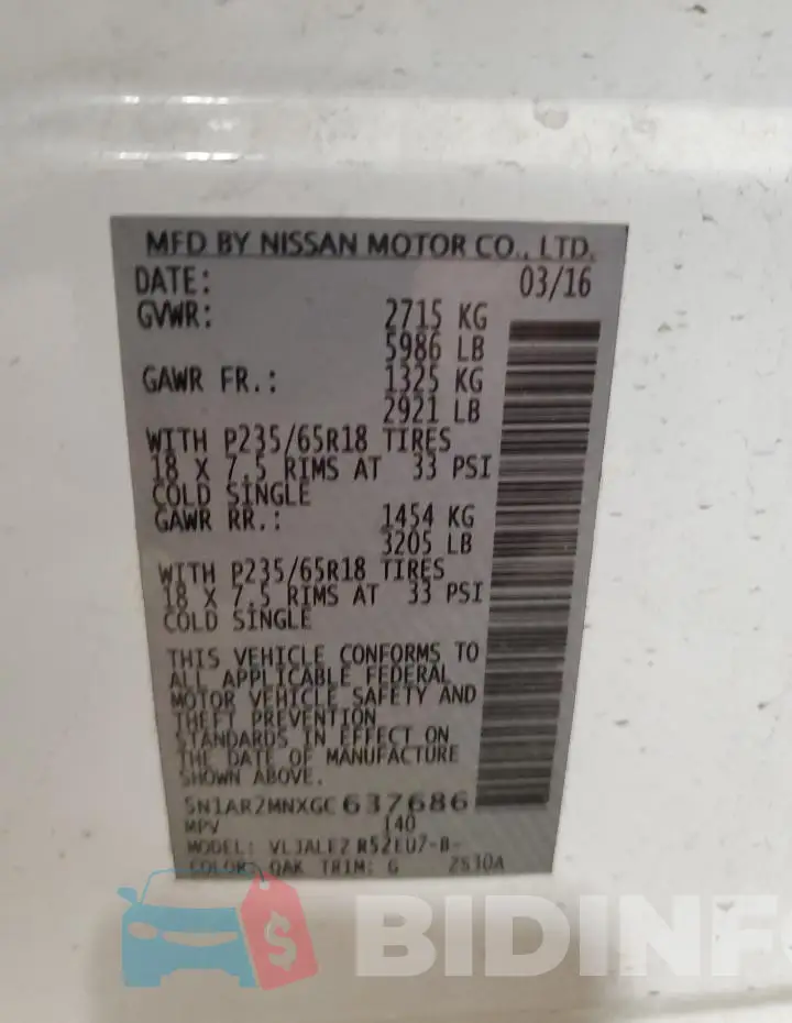 5N1AR2MNXGC637686 Photo# 13