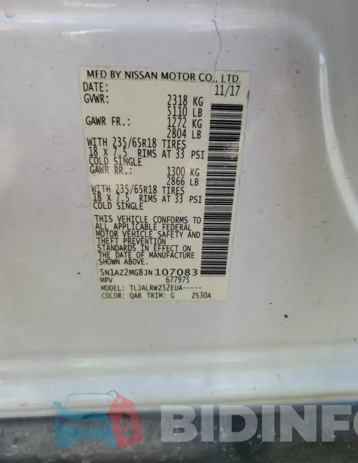 5N1AZ2MG8JN107083 Photo# 13