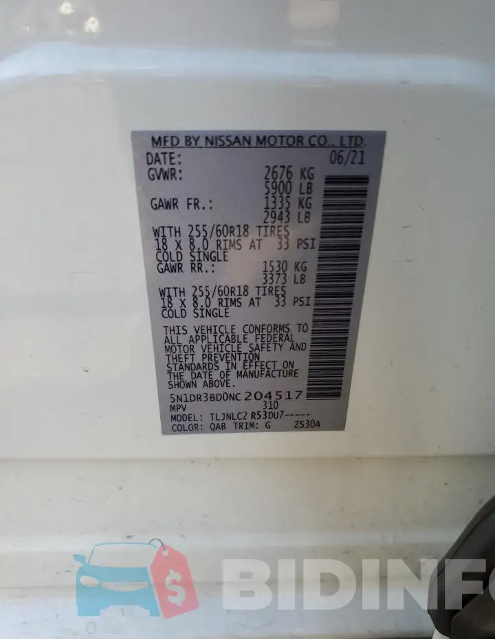 5N1DR3BD0NC204517 Photo# 13
