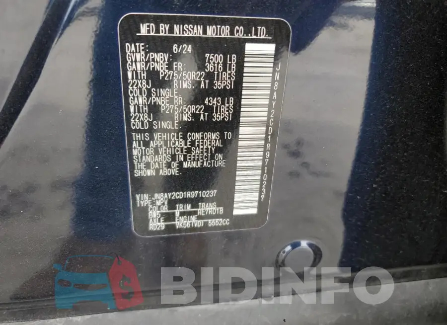 JN8AY2CD1R9710237 Photo# 13
