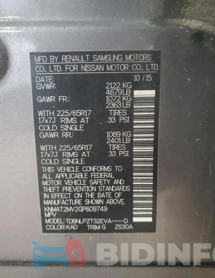 KNMAT2MV2GP609749 Photo# 13