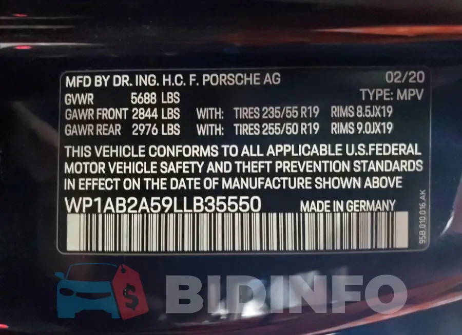 WP1AB2A59LLB35550 Photo# 13