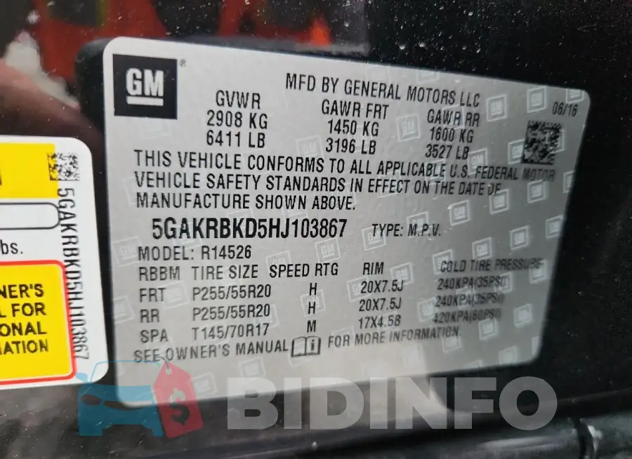 5GAKRBKD5HJ103867 Photo# 13