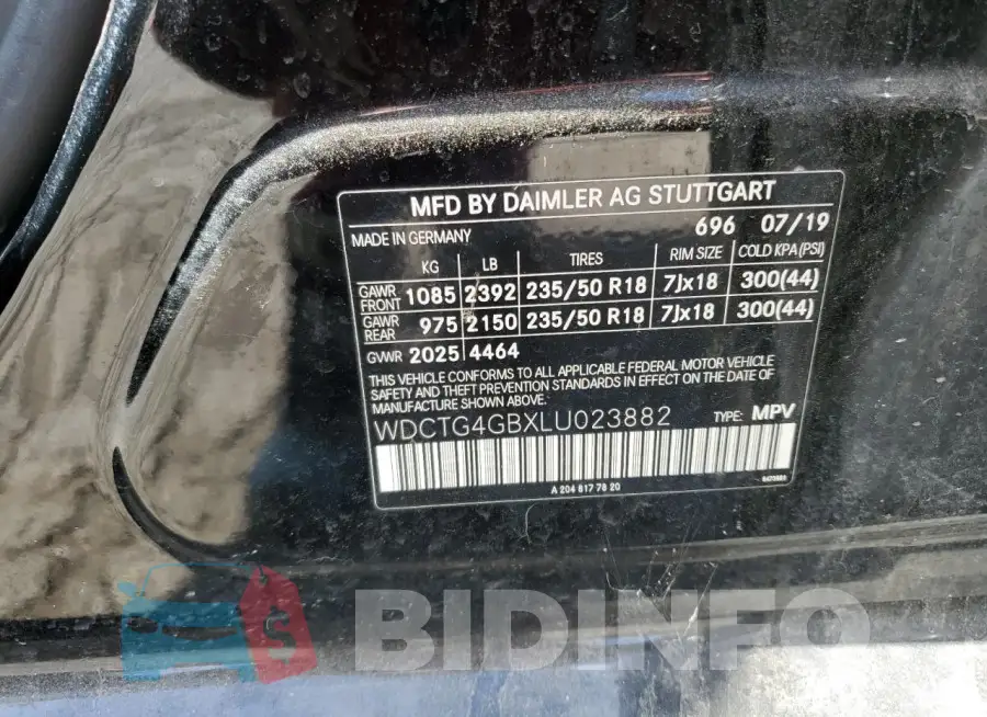 WDCTG4GBXLU023882 Photo# 12