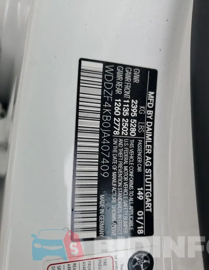WDDZF4KB0JA407409 Photo# 13