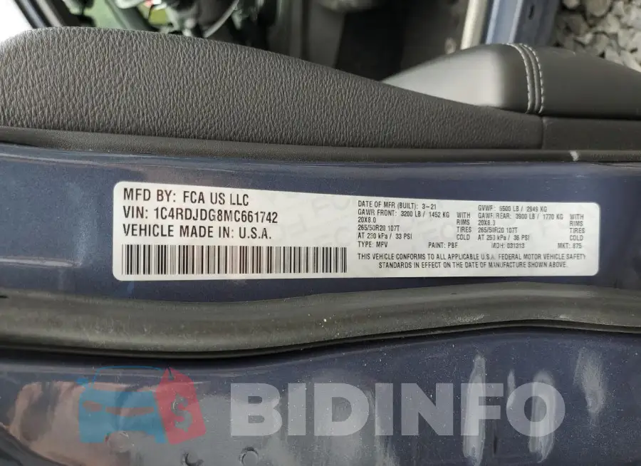 1C4RDJDG8MC661742 Photo# 14