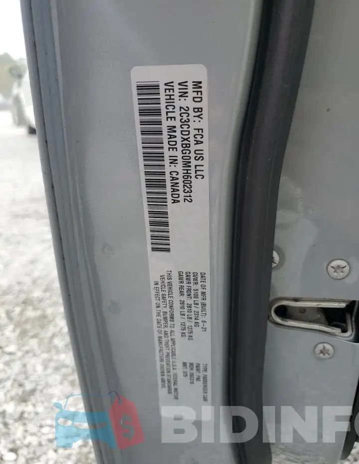 2C3CDXBG0MH602312 Photo# 12