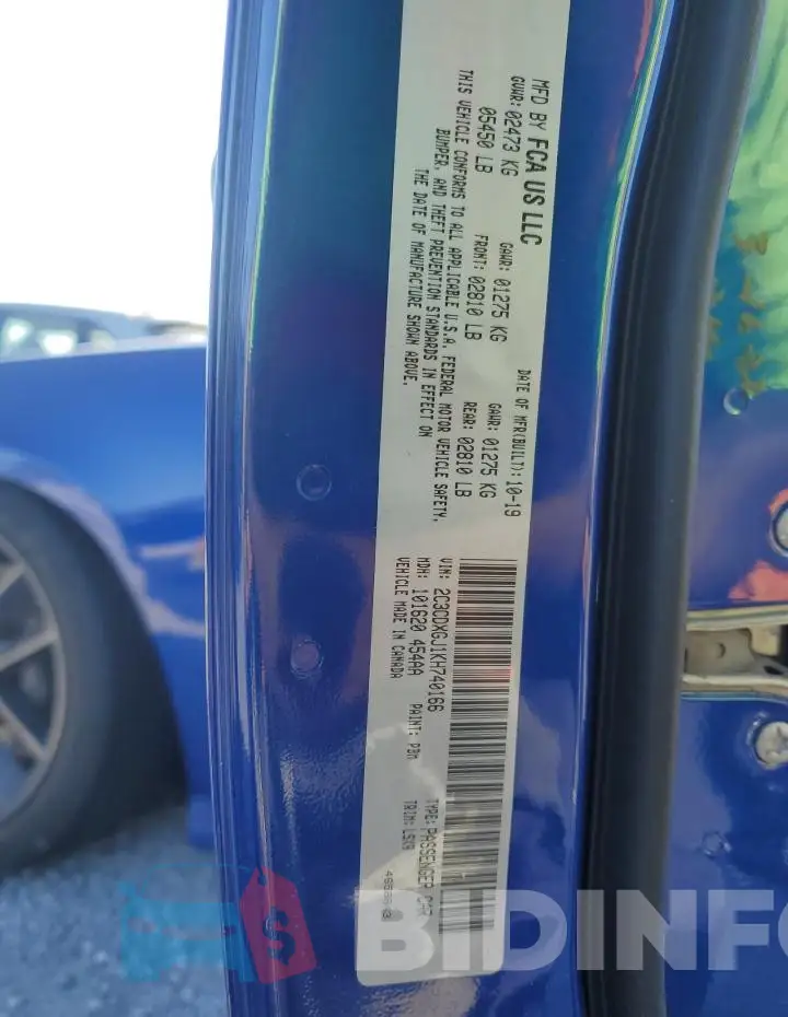 2C3CDXGJ1KH740166 Photo# 13