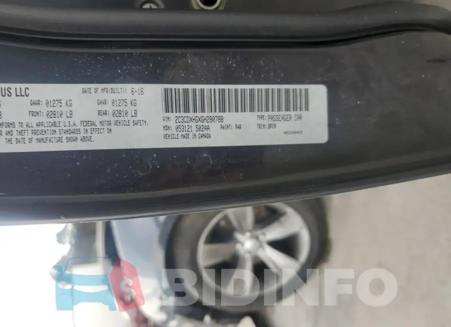 2C3CDXHGXGH280788 Photo# 12