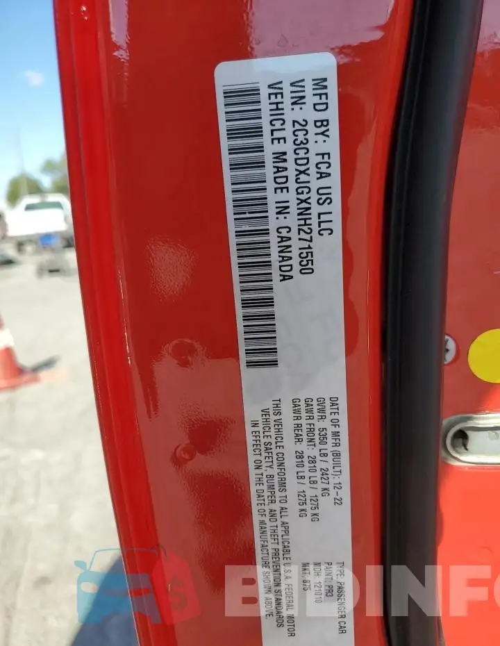 2C3CDXJGXNH271550 Photo# 12
