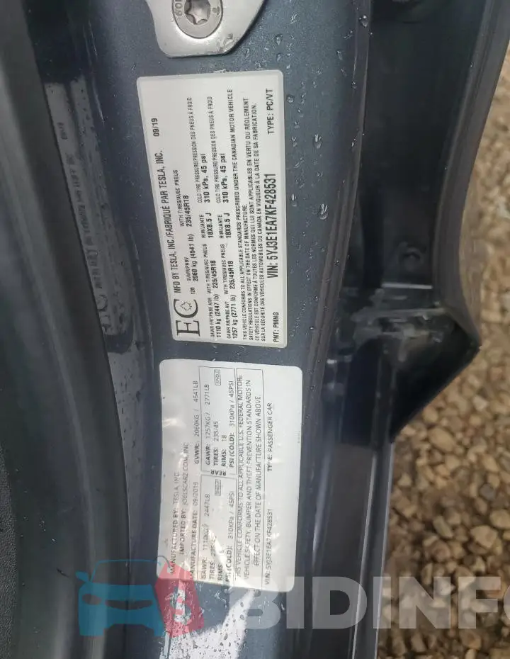 5YJ3E1EA7KF428531 Photo# 12